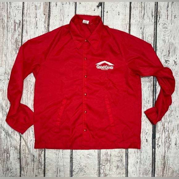 Vintage Good Cents Store Red Lightweight Button Up Windbreaker Jacket - Picture 1 of 4